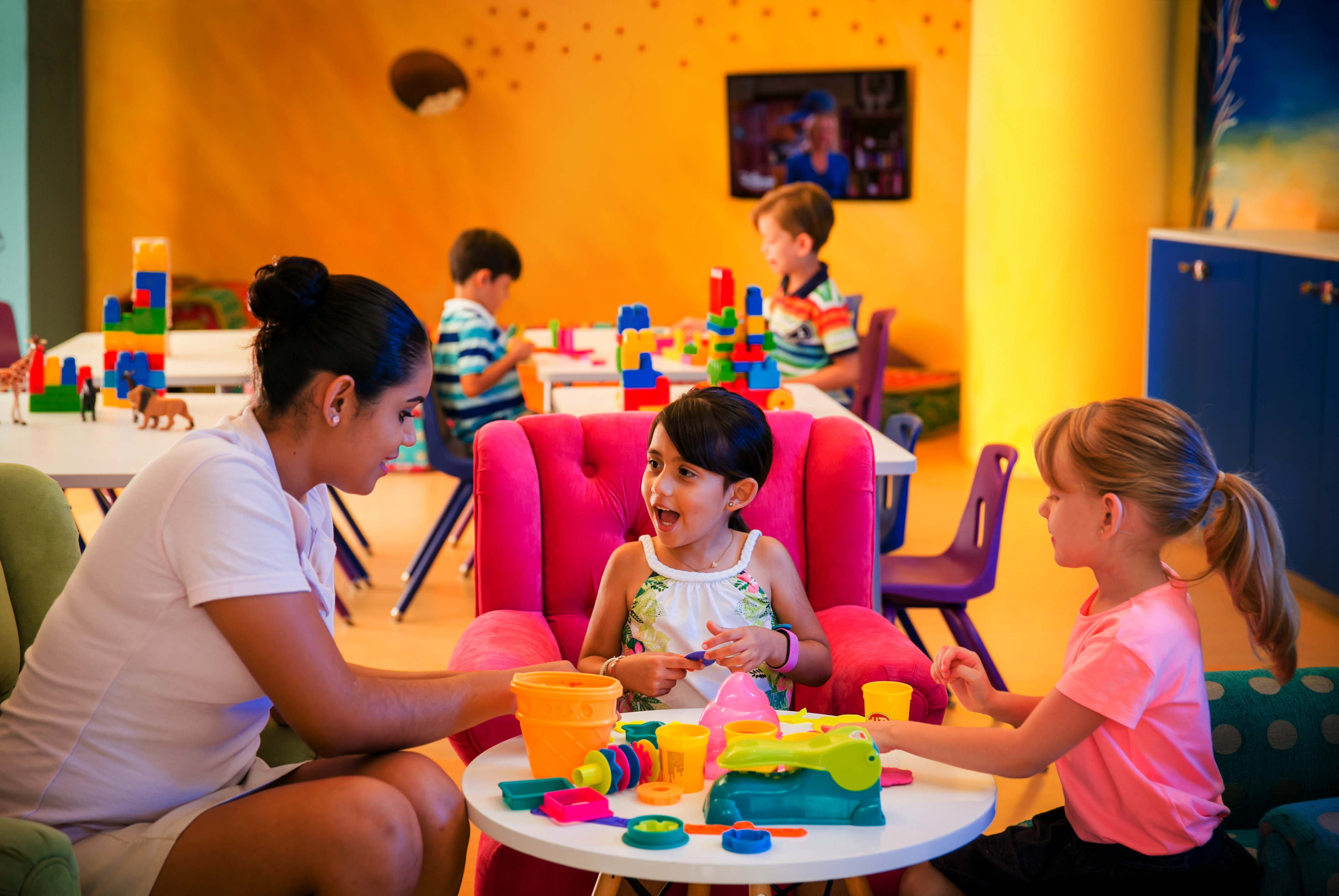 Hotels and resorts that offer childcare services, like the Velas Vallarta, pictured here, are a big hit with families.